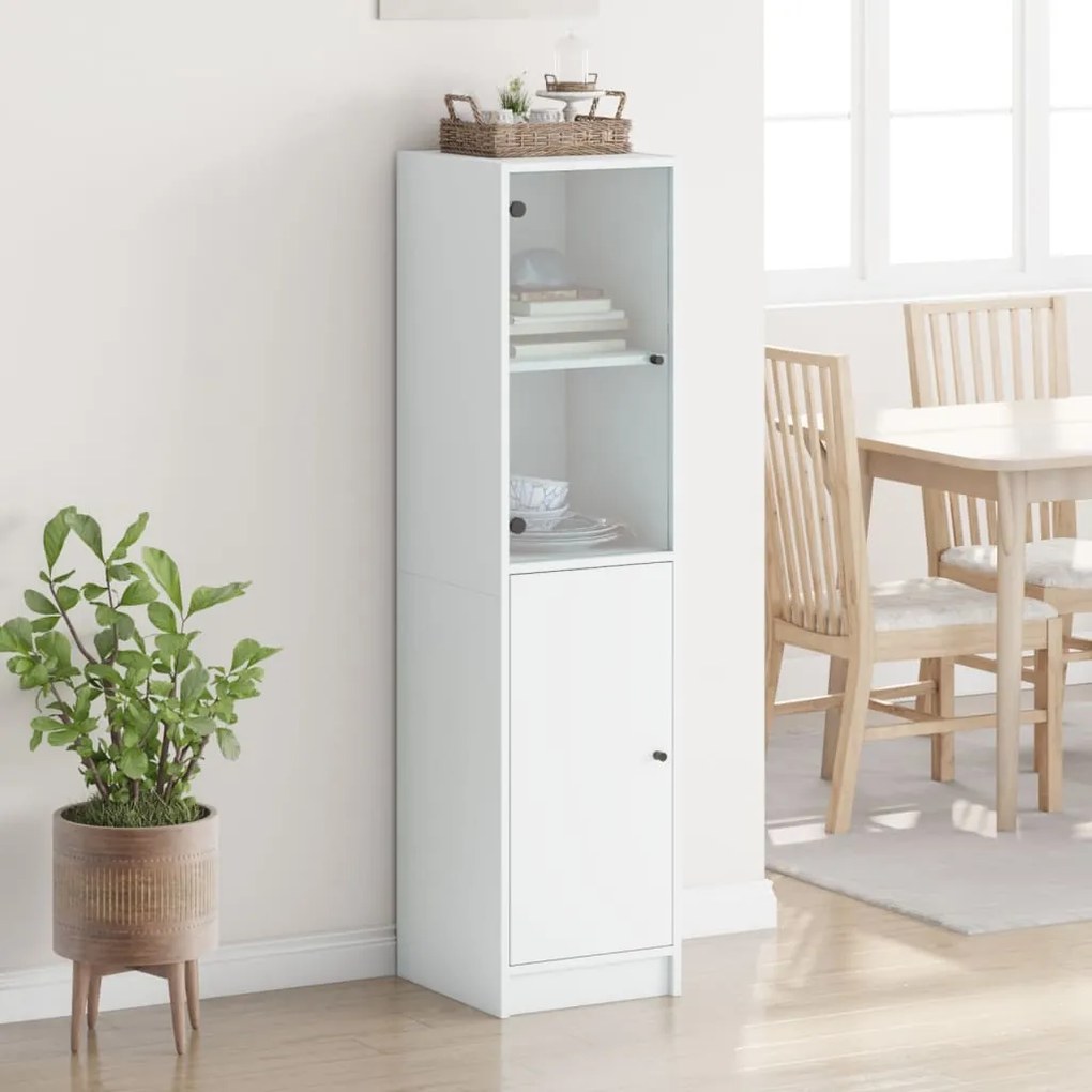 Aparador alto c/ porta de vidro 35x37x142 cm branco