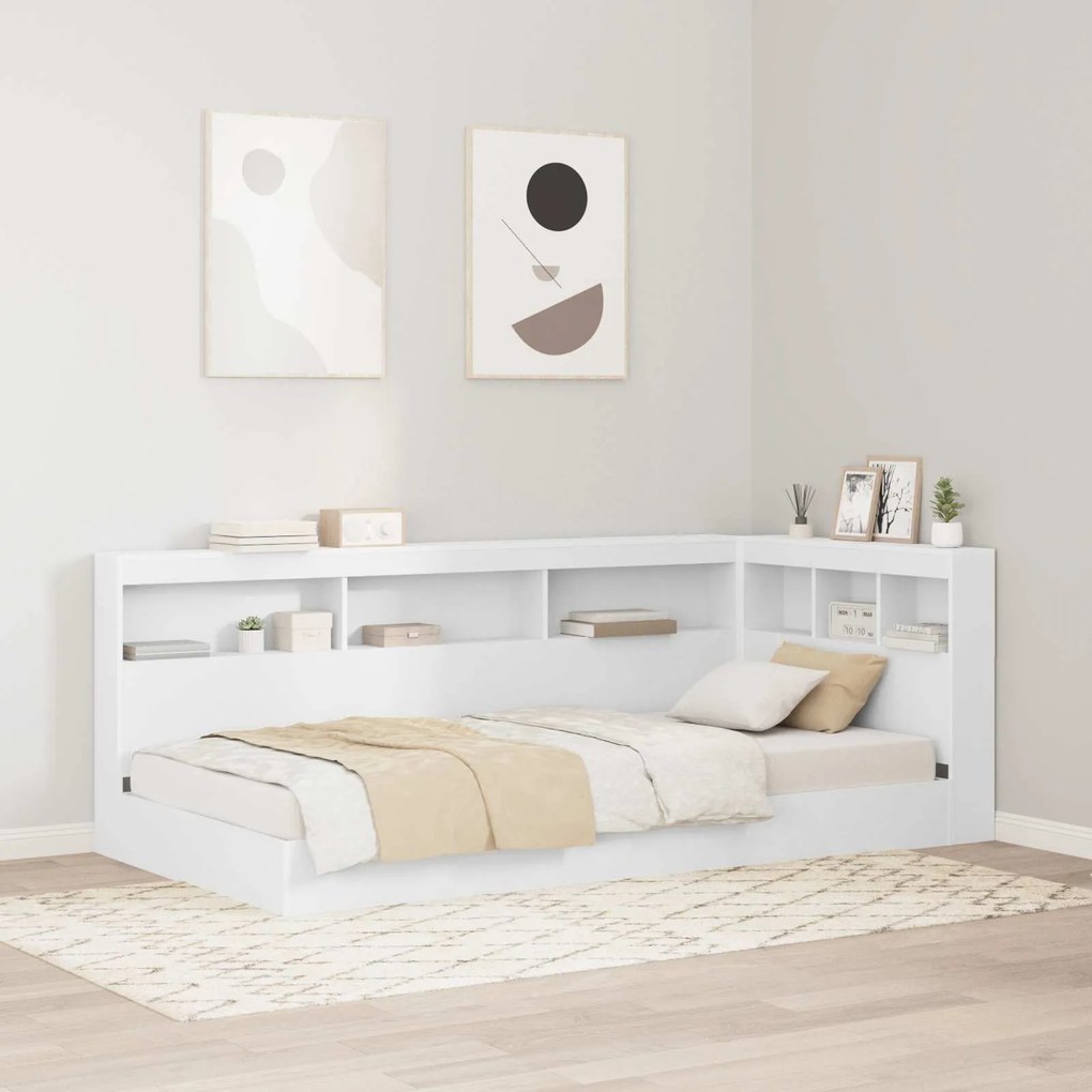 vidaXL Cabeceira de armazenamento Branco 90 cm Madeira processada