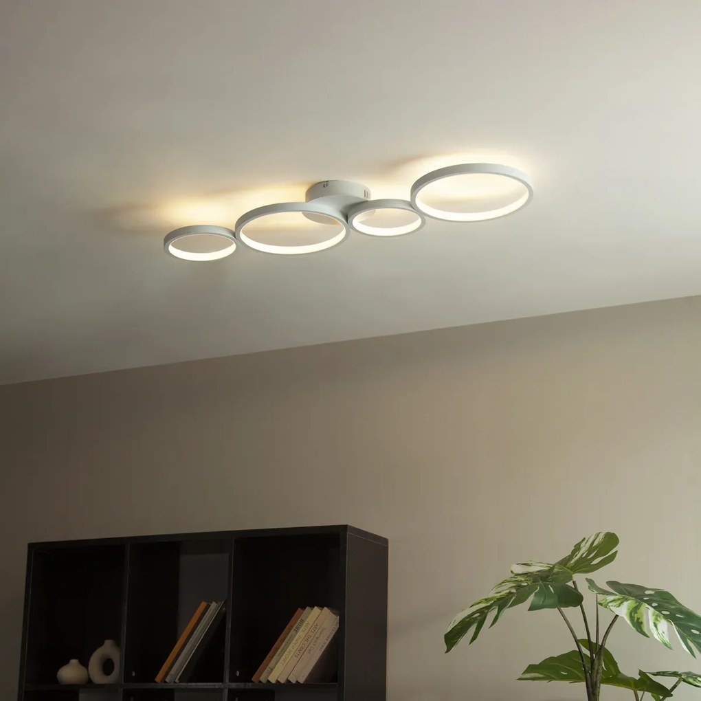 Candeeiro de teto branco com LED regulável em 3 níveis 4 luzes - Lupolo