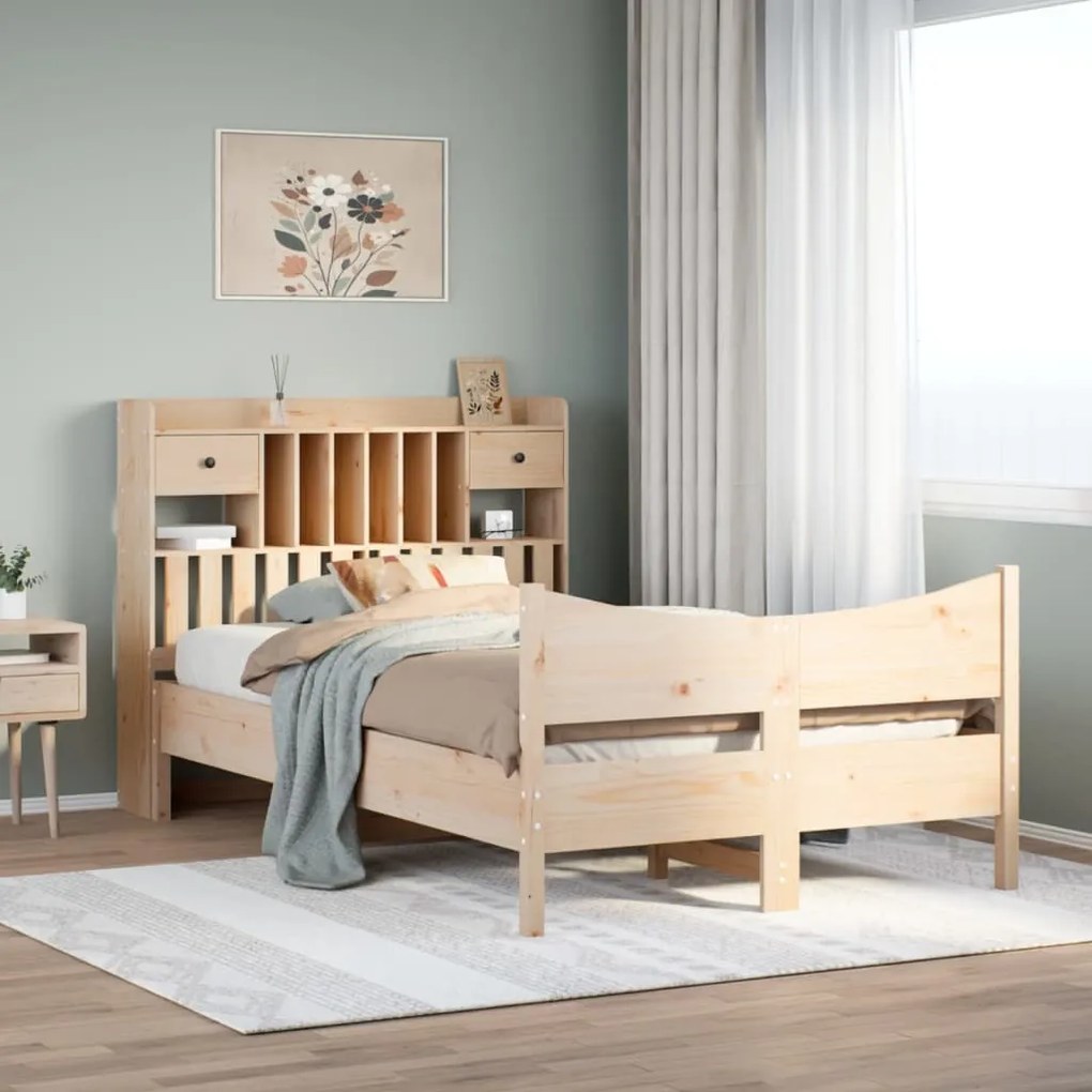 vidaXL Cama sem colchão 135x190 cm madeira de pinho maciça