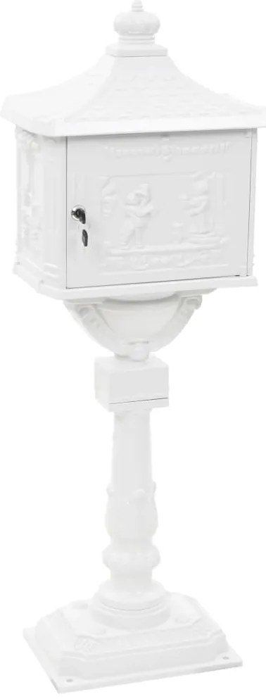 Caixa correio pedestal vintage alumínio inoxidável branco