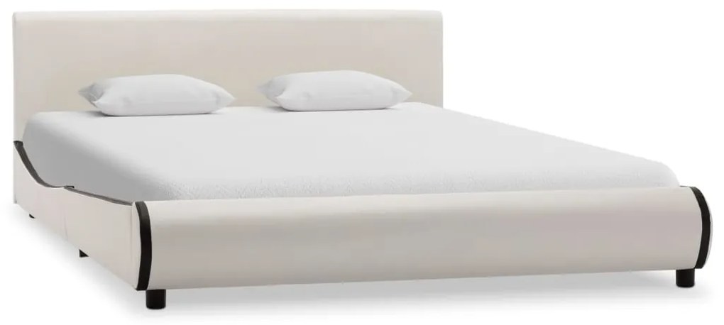 vidaXL Estrutura de cama 160x200 cm couro artificial branco