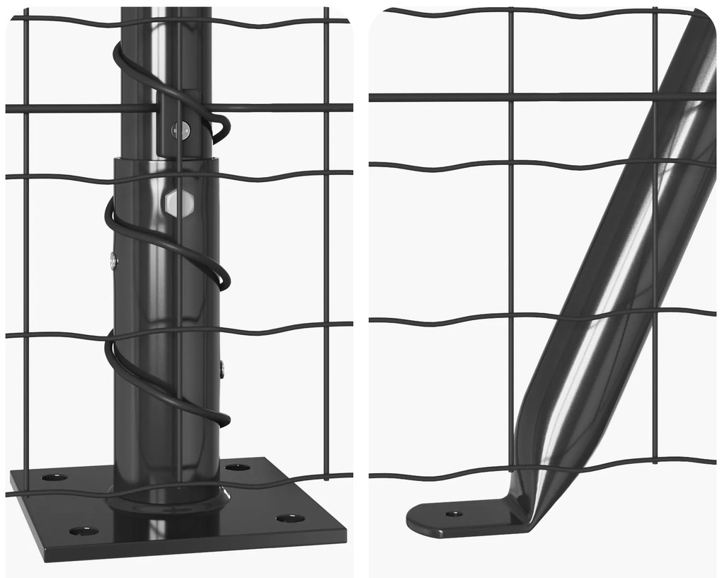 Cerca Euro com 7 Postes Flangeados 0,6x10 m de Aço Galvanizado