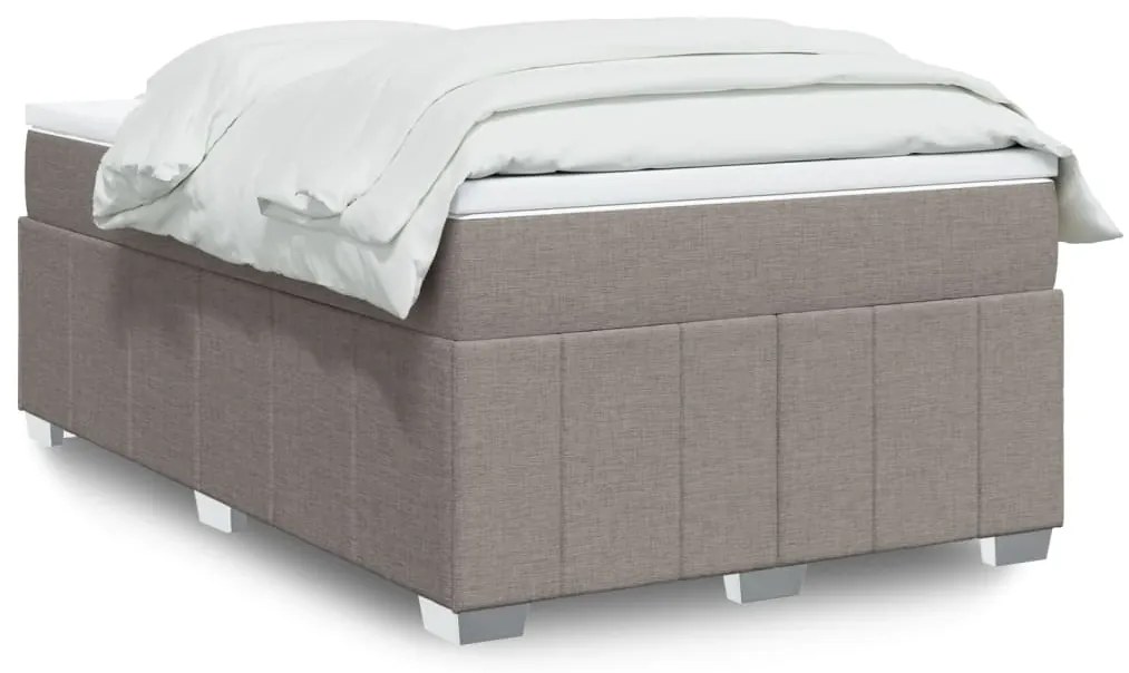 vidaXL Cama com molas/colchão 120x200 cm tecido castanho-acinzentado