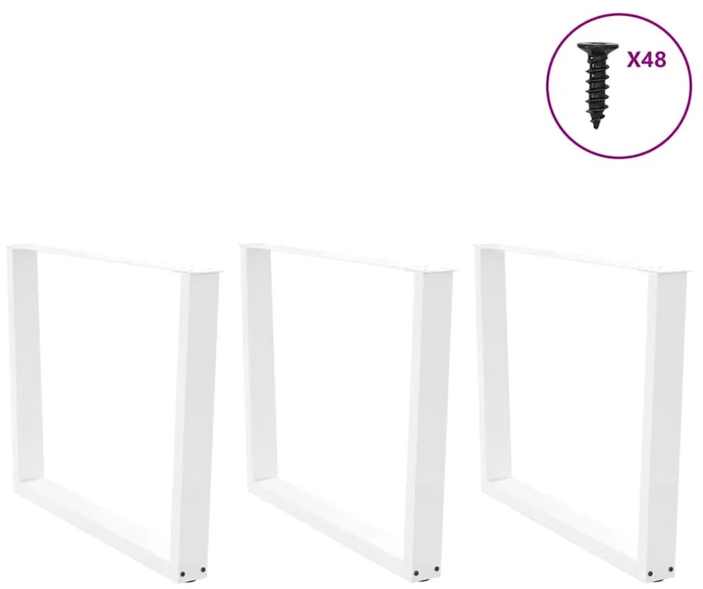 Pés para mesa de jantar em V, 3 peças, branco, 100x(72-73,3) cm, aço