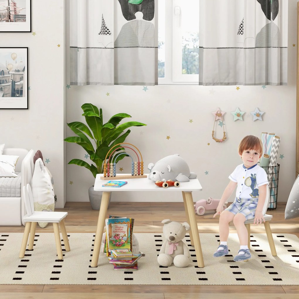 AIYAPLAY Conjunto de Mesa Infantil e 2 Cadeiras Mesa Infantil com Cost