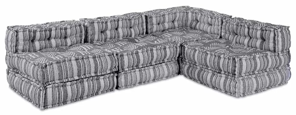 vidaXL Sofá Modular 4 pcs Estampa Cinza tecido