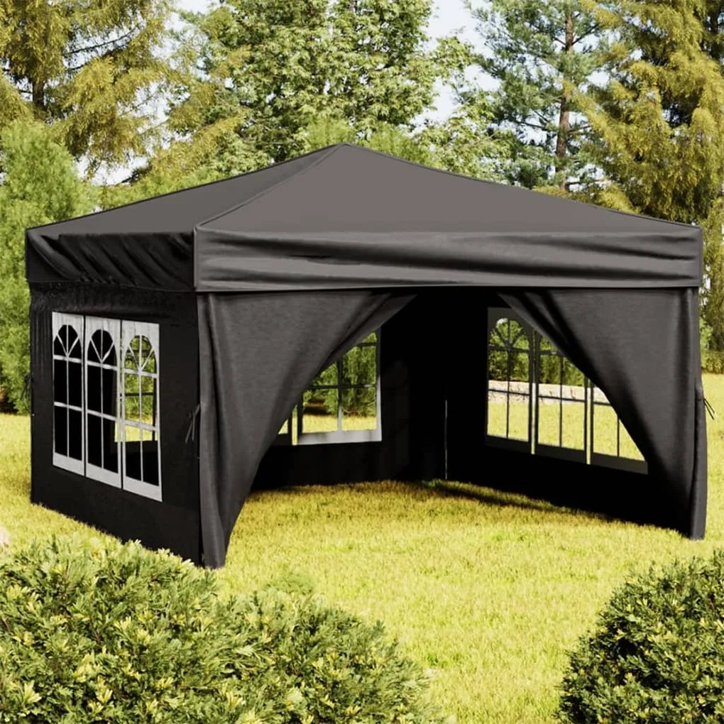 93525 vidaXL Tenda para festas dobrável com paredes laterais 3x3 m preto