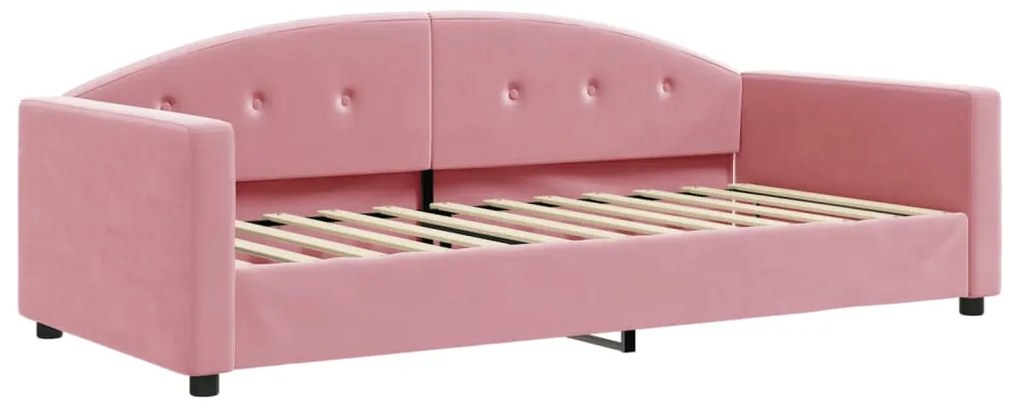Sofá-cama com colchão 90x200 cm veludo rosa