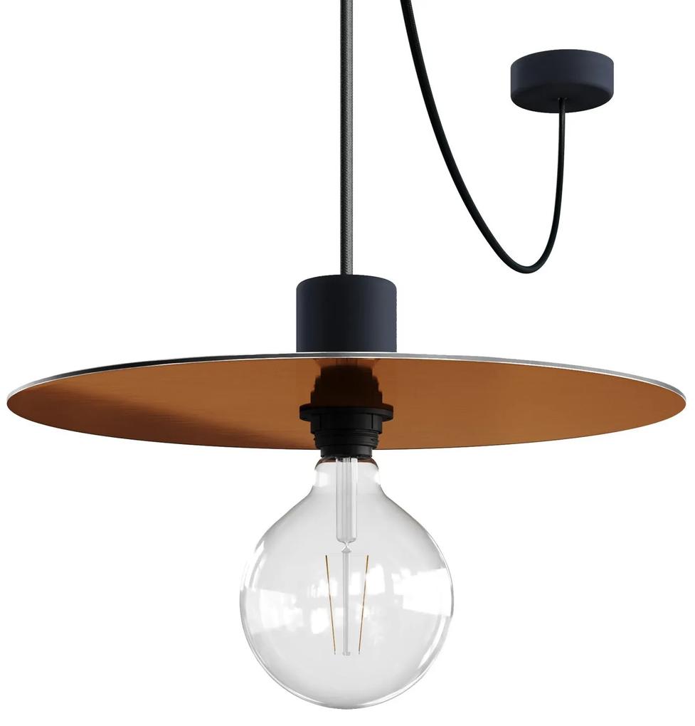 EIVA ELEGANT Pendant light with 5 m fabric cable, Ellepì lampshade, ceiling rose and lamp holder in IP65 waterproof silicone - Cobre escovado - Bronze