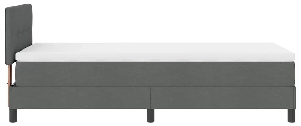 Cama Box com Colchão e LED Cinza Escuro 90x200 cm Tecido