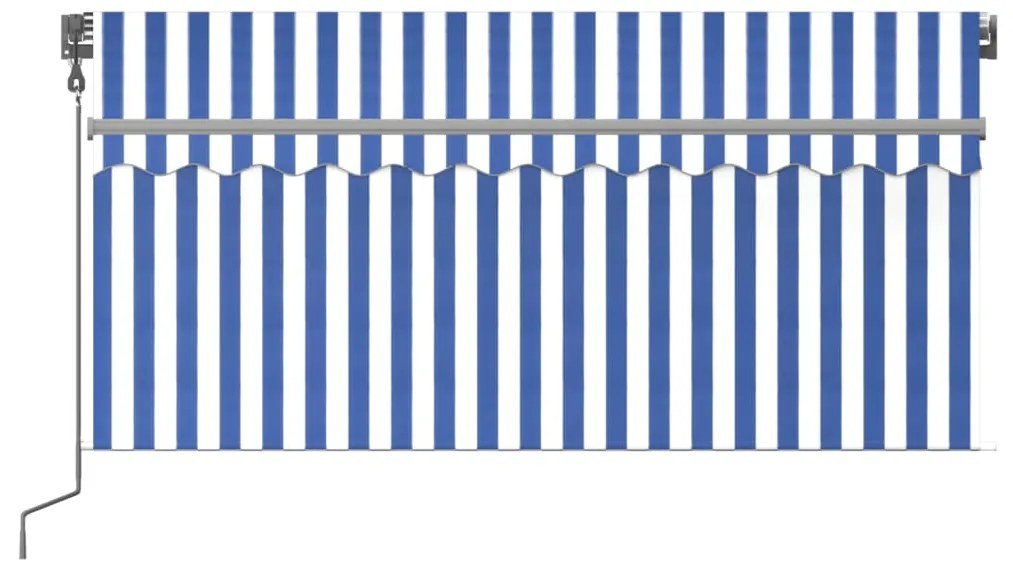 Toldo retrátil automático com estore 3,5x2,5 m azul e branco