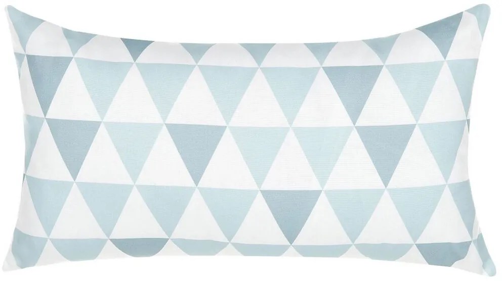Almofada de jardim com padrão de triângulos azul e branca 40 x 70 cm TRIFOS Beliani