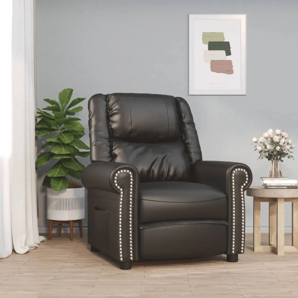 348020 vidaXL Poltrona reclinável couro artificial preto brilhante