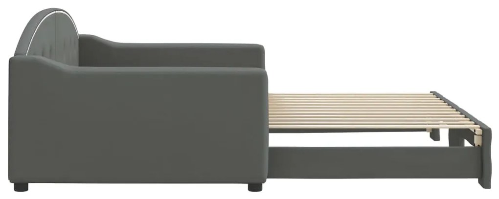 Sofá-cama com gavetão 100x200 cm tecido cinzento-escuro