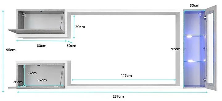 Conjunto de Móveis da Sala Usher - Branco/Cinzento - Design Moderno