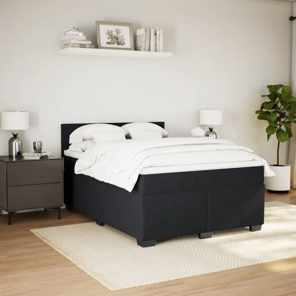 Cama com molas/colchão 160x200 cm veludo preto