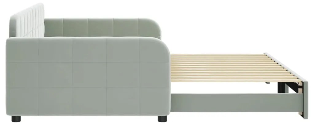 Sofá-cama com gavetão 100x200 cm veludo cinzento-claro