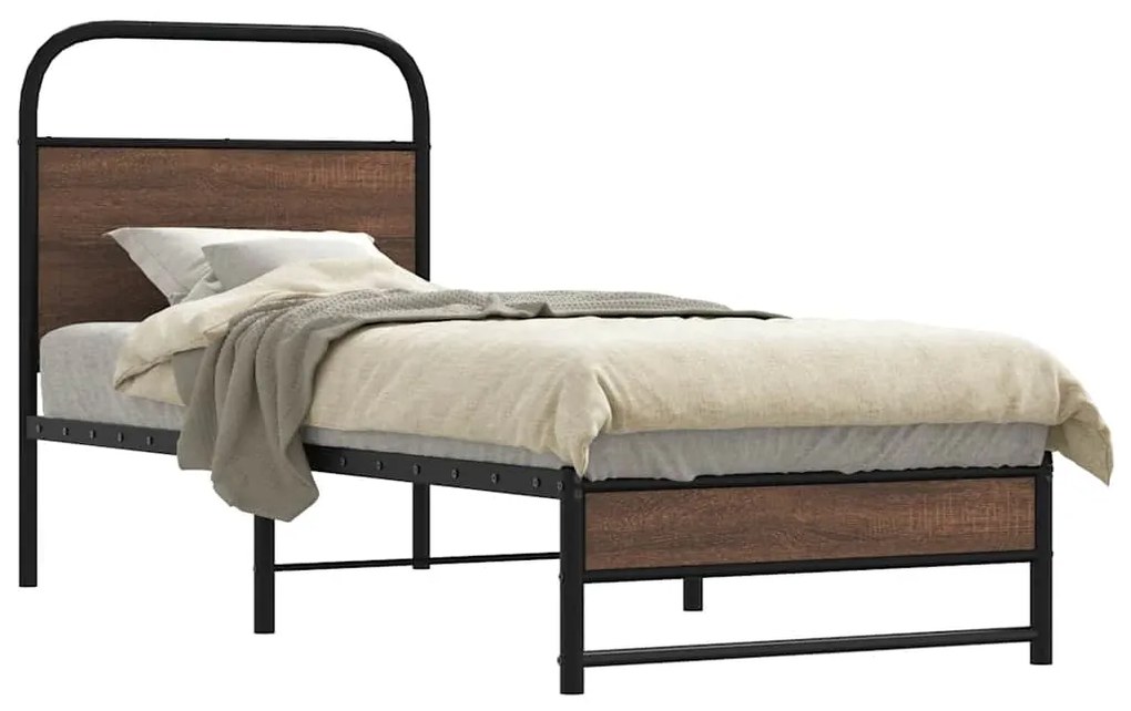 Estrutura cama s/ colchão derivados madeira carvalho castanho