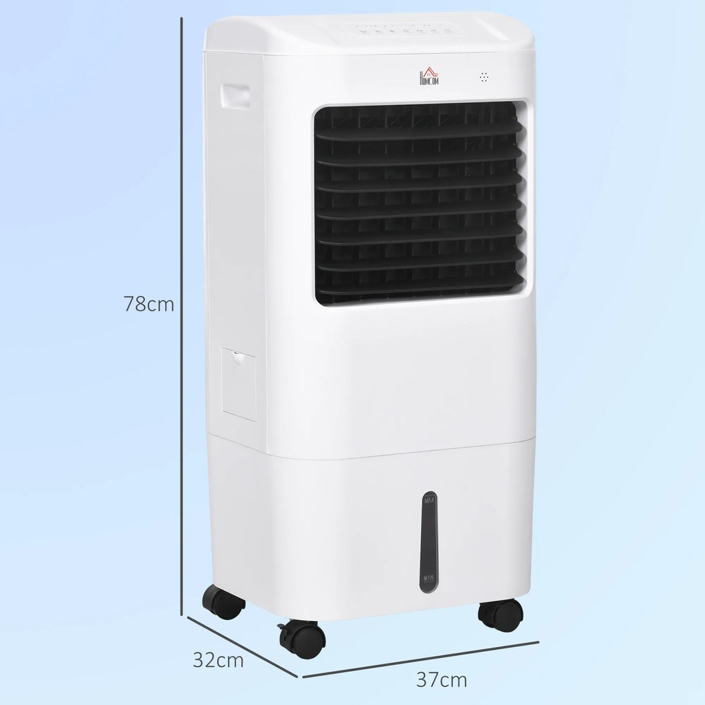 Climatizador Refrigerador de Ar Portátil 3 em 1 com 3 Velocidades Controlo Remoto Temporizador 7,5h Ecrã LED 37x32x78cm Branco