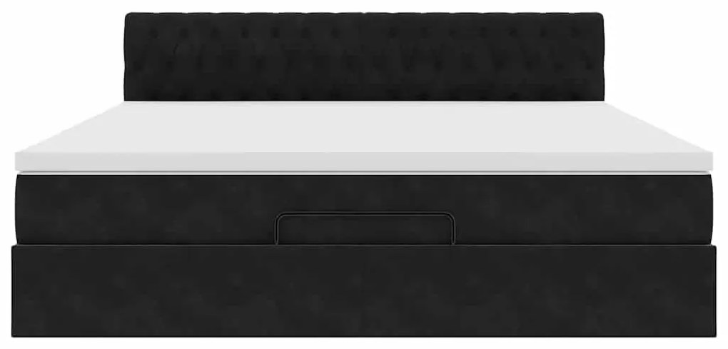 Estrutura de cama otomana com colchão 160x200 cm veludo preto