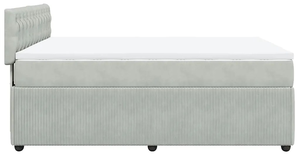 Cama com molas/colchão 140x190 cm veludo cinzento-claro
