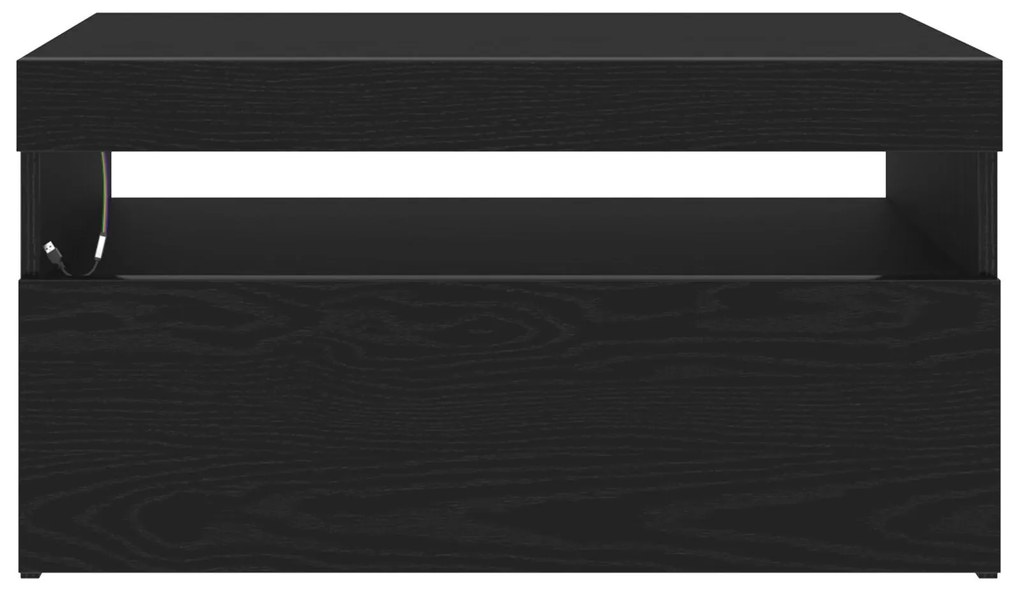 Estante para TV com Luzes LED em Madeira de Carvalho Preto 75x35x40 cm
