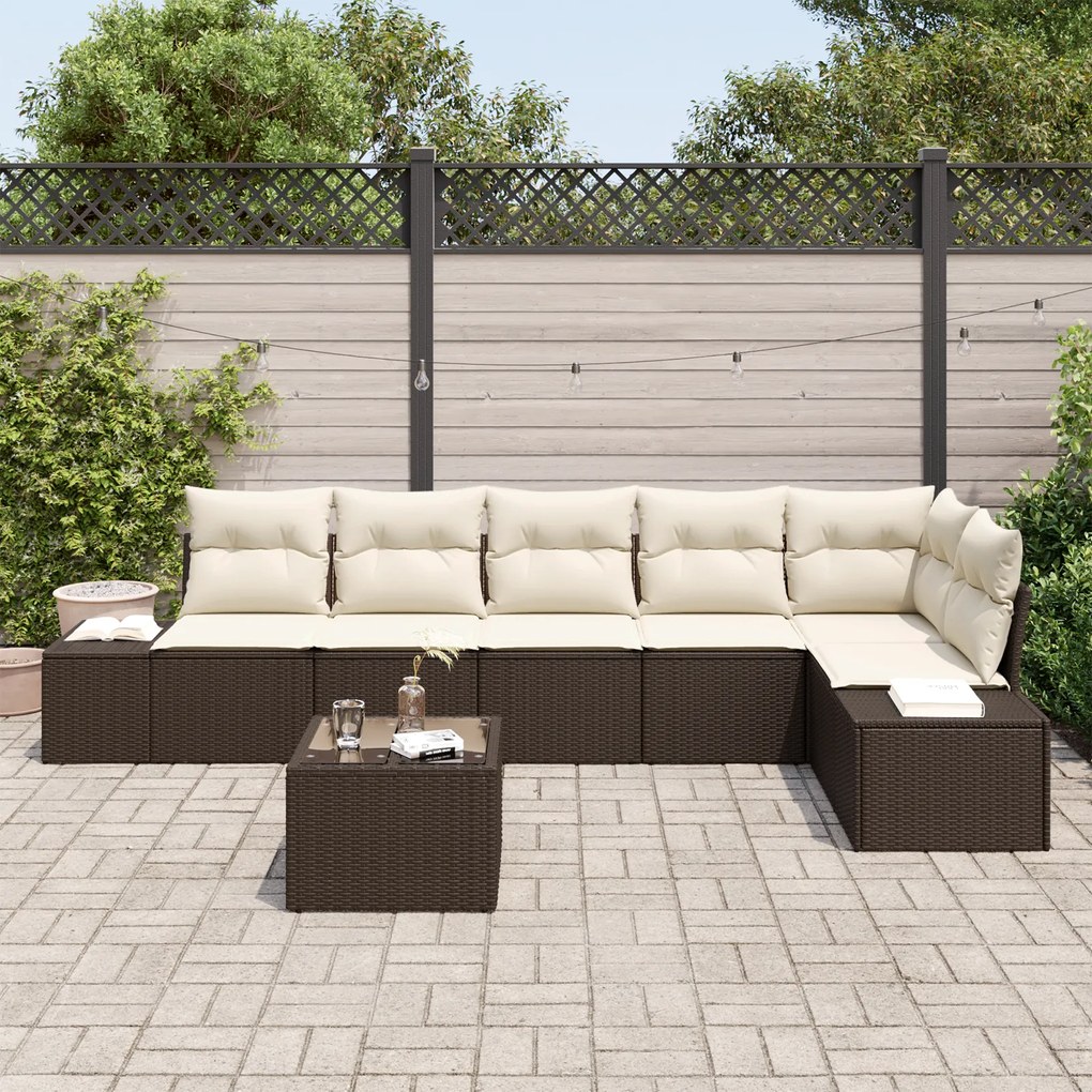 Conjunto de Sofá de Jardim de 6 Peças com Almofadas Cinza de Rattan PE