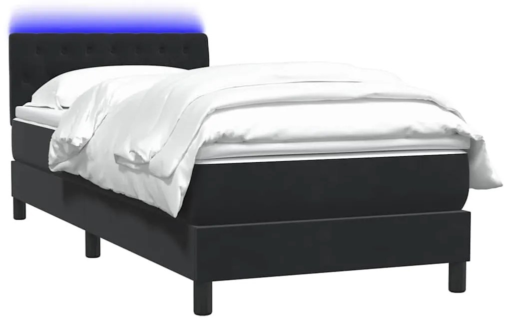 Cama box spring com colchão 90x210 cm veludo preto