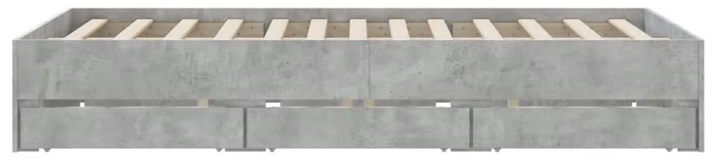 Estrutura de cama c/ gavetas derivados de madeira cinza-cimento