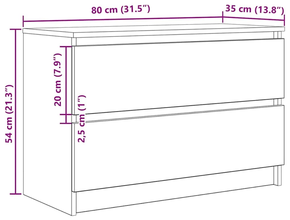 Móvel de TV 80x35x54 cm derivados de madeira branco