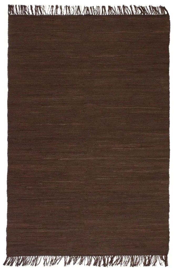 vidaXL Tapete chindi tecido à mão algodão 160x230 cm castanho