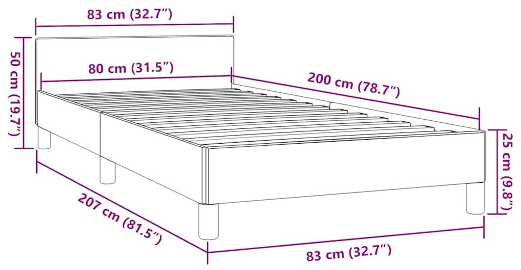 Estrutura cama c/ cabeceira sem colchão 80x200 cm creme