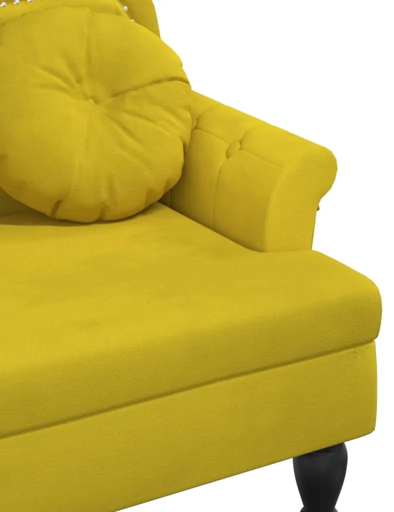 Banco com almofadões 120,5x65x75 cm veludo amarelo