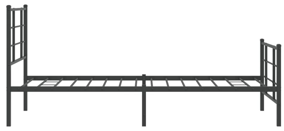 Estrutura de cama com cabeceira e pés 90x190 cm metal preto