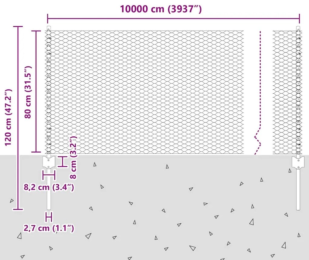 Postes de Cerca 11 pcs Canal U 80 cm Aço Galvanizado