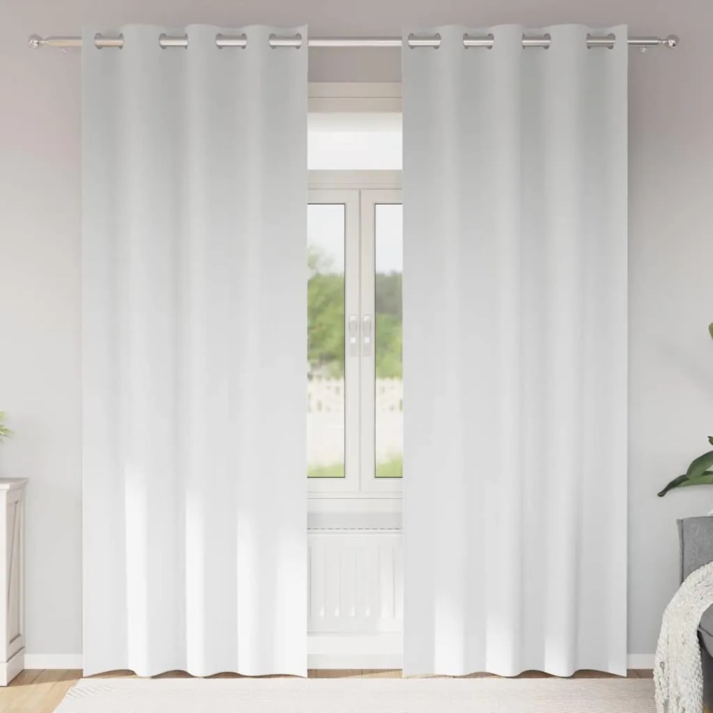 vidaXL Cortinas com cortinas 2 pcs Branco Puro 225 x 140 cm Poliéster