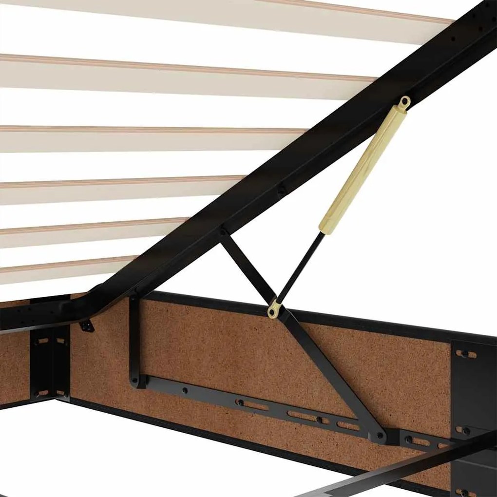 Estrutura de cama otomana com colchão preto 80x200cm veludo