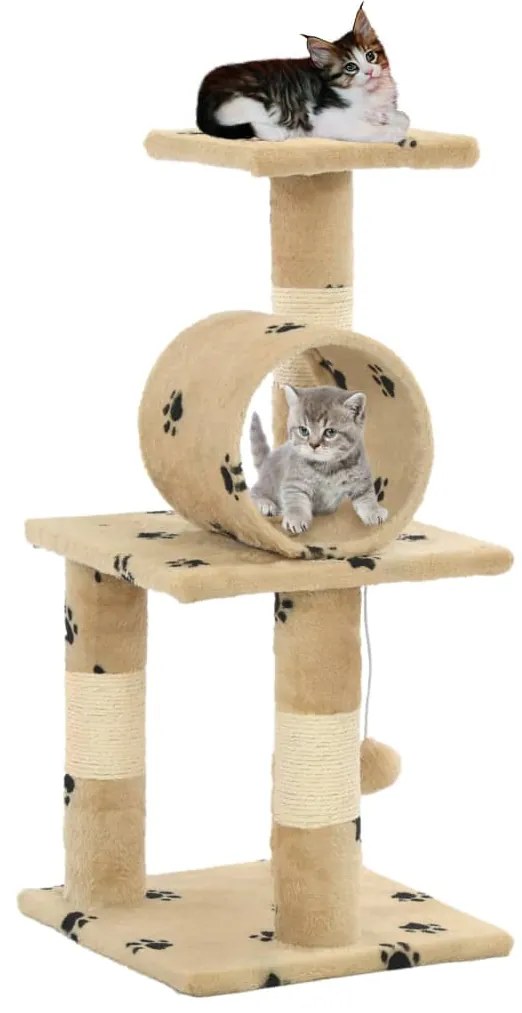 vidaXL Árvore para gatos c/postes arranhadores sisal 65 cm bege