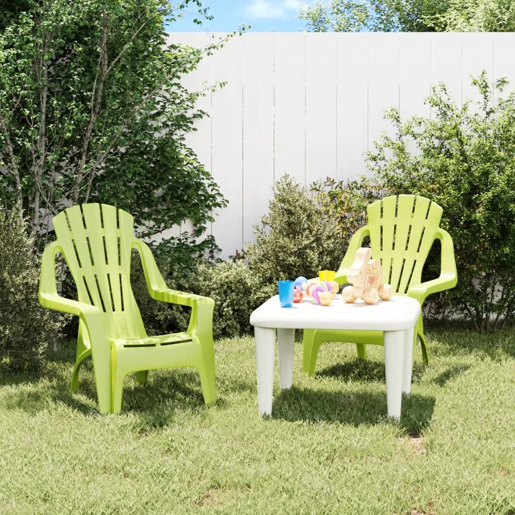 vidaXL Cadeiras de jardim infantis 2 pcs PP aspeto de madeira verde