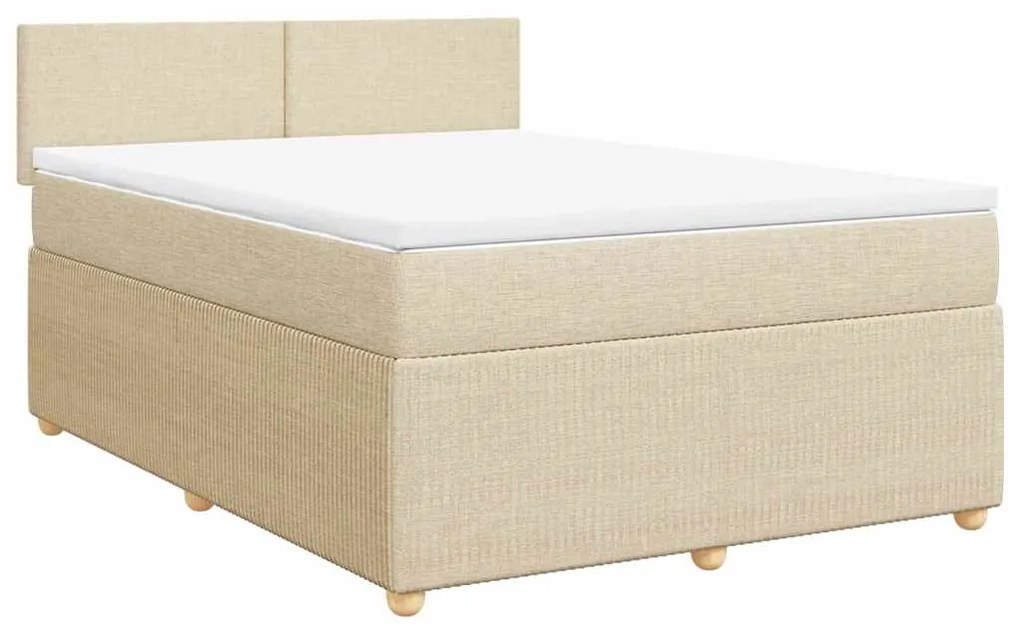 Cama com molas/colchão 160x200 cm tecido cor creme