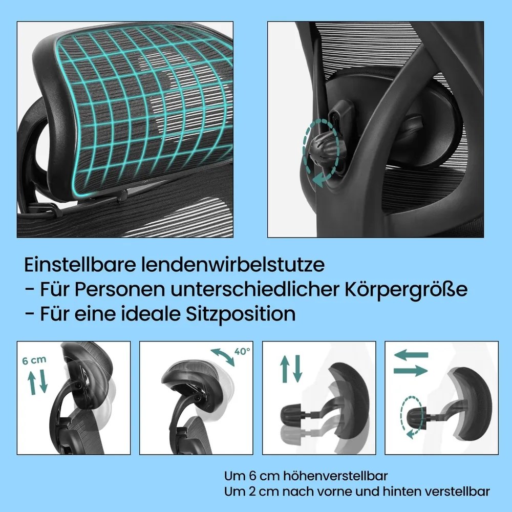 Cadeira de escritório em tecido de poliéster70 x 70 x (115-125) cm preto