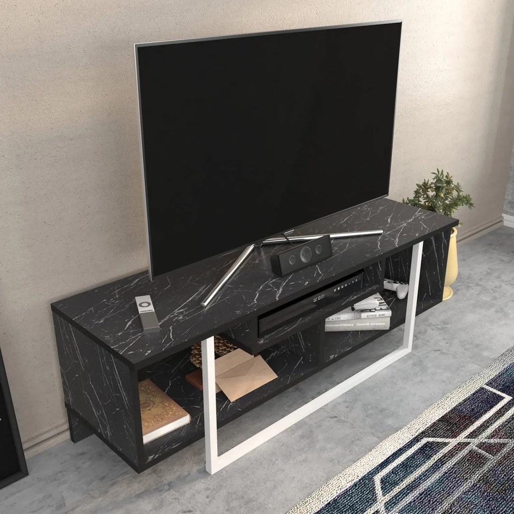 TV Stand Asal – Preto/Branco – 120 cm x 35,2 cm x 40,2 cm