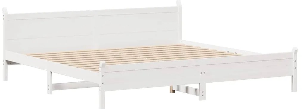 Cama sem colchão 200x200 cm madeira de pinho maciça branco