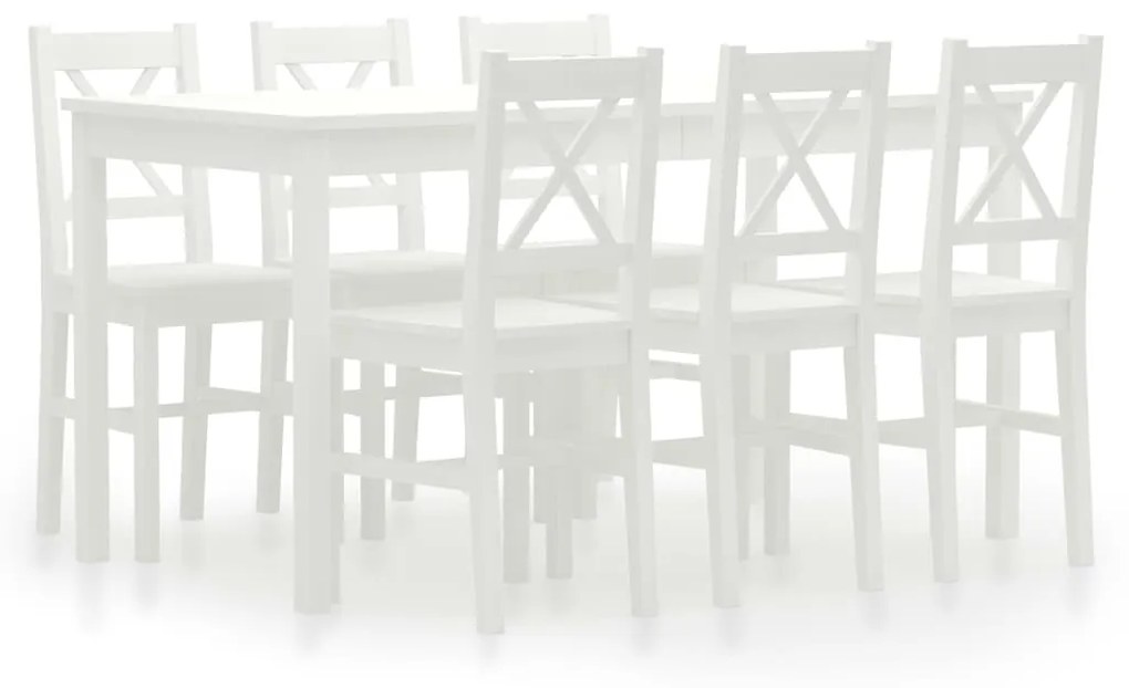 vidaXL 7 pcs conjunto de jantar em madeira de pinho branco
