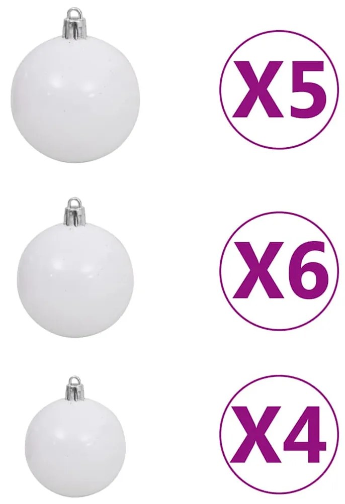 Árvore Natal artificial pré-iluminada c/ bolas 180 cm branco