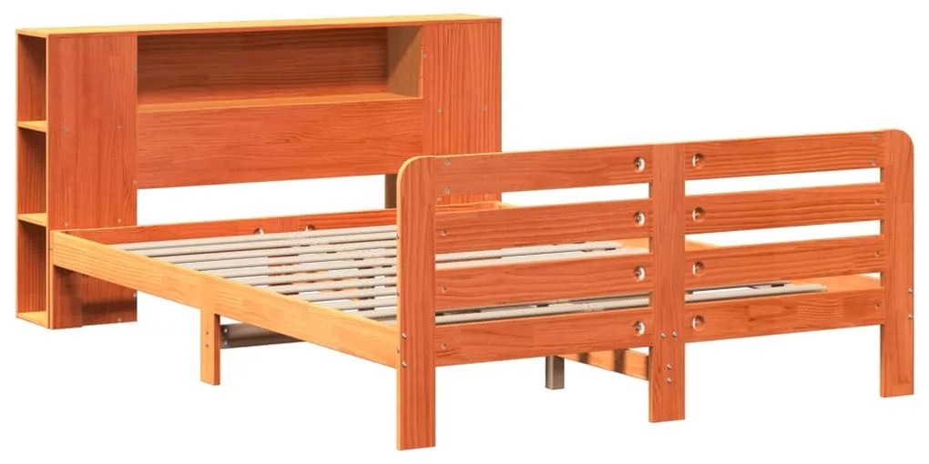 Cama sem colchão 140x200 cm madeira pinho maciça castanho-mel