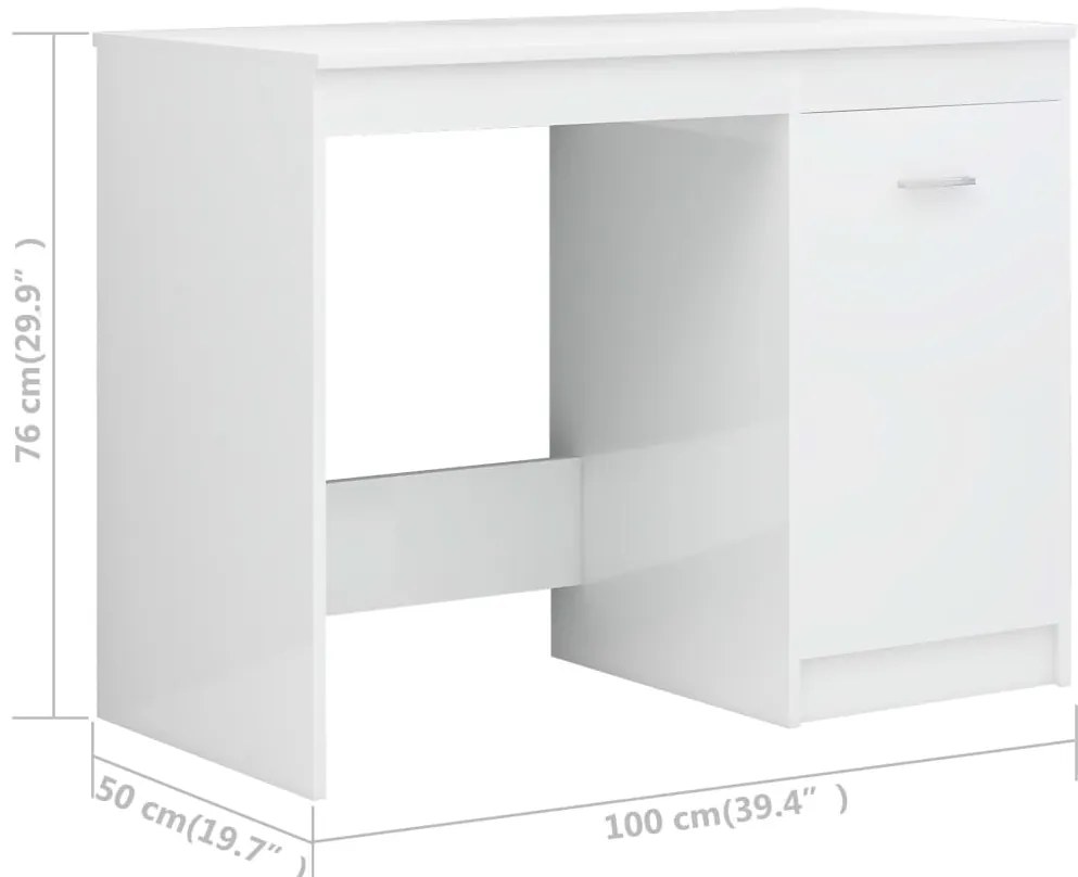 Secretária 140x50x76 cm contraplacado branco brilhante