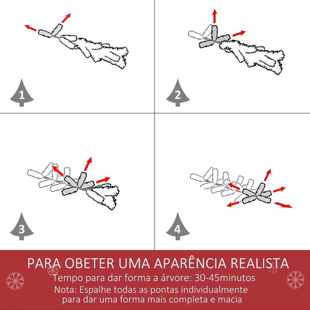 Árvore de Natal Artificial 255cm com Neve Ignífugo com 1300 Ramos Folhas de PVC Abertura Automática Base Dobrável e Suporte Metálico Decoração de Nata