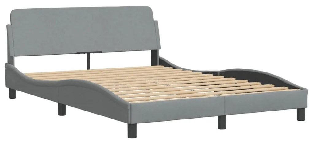 Estrutura de cama sem colchão 140x190 cm tecido cinzento-claro